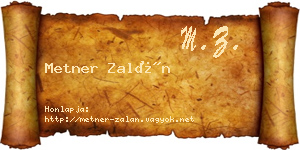 Metner Zalán névjegykártya